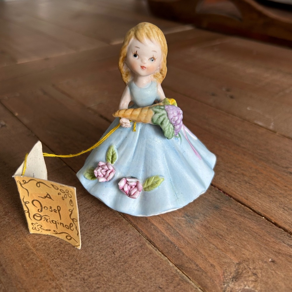 Josef Original November Birthday Girl Figurine Blue Dress Cornucopia George Good